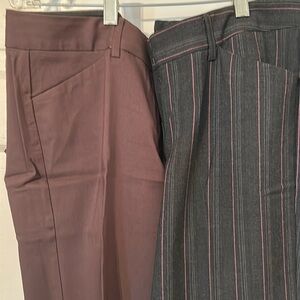 2 pairs Express editor pants size 6, one brown one pin stripe